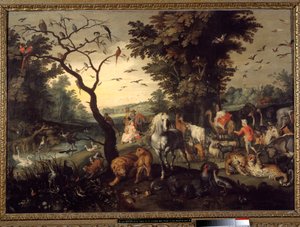 المدخل إلى Ark Animals أدخل سفينة Noe قبل الطوفان. اللوحة التي رسمها Jan Breugel الأكبر تستدعي Bruegel de Velours بواسطة جان الأكبر بروغل
