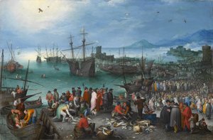 مشهد الميناء مع مغادرة القديس بولس من قيصرية ، 1596 (زيت على النحاس)