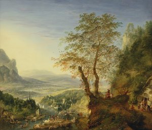 منظر نهر كابريسيو ، c.1700 (زيت على النحاس)