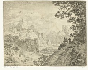 المناظر الطبيعية للنهر مع المسافرين مناظر الراين الطبيعية (عنوان السلسلة) بواسطة هيرمان سافتلفين