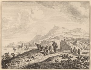 منظر لنهر الراين بواسطة Jan van Aken after Herman Saftleven
