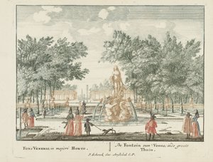 نافورة فينوس في حديقة Paleis Het Loo الكبيرة رائعة Gesichte van het Wijdvermaarde Loo مثل المنازل الملكية الأخرى (عنوان السلسلة) مشهد Admirandorum الرباعي (عنوان المسلسل)