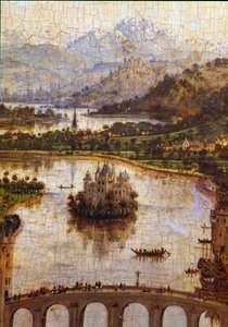 منظر طبيعي "" تفاصيل "" عذراء المستشار رولين "" كان نيكولاس رولين (1376-1461) مستشار بورغندي في عهد فيليب لوبون ومؤسس Hospices de Beaune في عام 1443. رسم جان فان إيك (1390-1441) بواسطة جان فان إيك