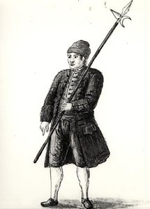 عامل من ترسانة البندقية (ألوان مائية على ورق) (صورة بالأبيض والأسود) بواسطة جان فان جريفينبروك