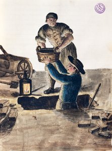 تنظيف المجاري العامة ، رسم توضيحي من كتاب مصور للأزياء الفينيسية ، بقلم جان جريفينبروك (1731-1807) ، ألوان مائية ، إيطاليا بواسطة جان فان جريفينبروك