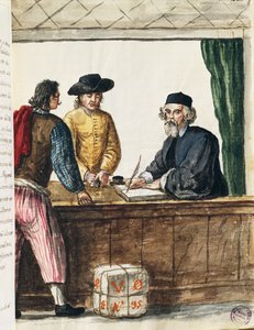 تاجر مميز ، رسم توضيحي من كتاب مصور لأزياء البندقية ، بقلم جان جريفينبروك (1731-1807) ، ألوان مائية ، إيطاليا بواسطة جان فان جريفينبروك