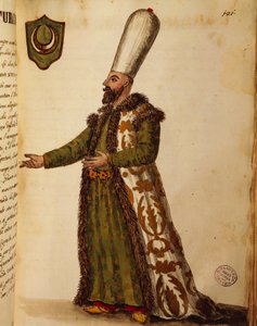 السفير التركي في البندقية ، نقش ملون لجيوفاني دي جريفمبروش ، من Gli abiti de veneziani (أزياء البندقية) ، المجلد الثاني ، اللوحة 121 بواسطة جان فان جريفينبروك