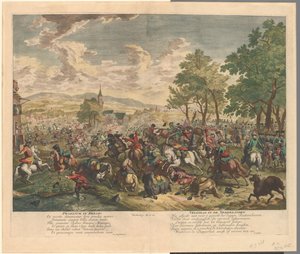 قتال الفروسية ، ج .1702 Praelium in Belgio / Battle in the Netherlands (العنوان على الجسم) بواسطة جان فان هوشتنبرج