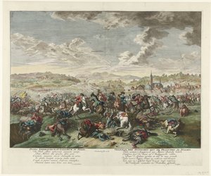 معركة الفروسية في شمال إيطاليا ، حوالي 1702-1703 Pugna Germanorum et Gallorum في إيطاليا / معركة الألمان مع الفرنسيين في إيطاليا (العنوان على الشيء) بواسطة جان فان هوشتنبرج