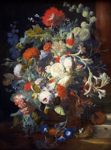 باقة من الزهور على عمود - جان فان هويسوم (1682-1749). زيت على خشب النصف الأول من القرن الثامن عشر. الأبعاد: 80.2x60.3 سم. متحف تاريخ الفن ، فيين بواسطة جان فان هويسم