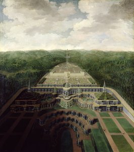 منظر لمجمع Karlsberg من Cascades and Gardens إلى Octogon ، بعد عام 1716