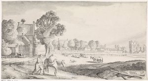 مزارع مع حصان على طريق ريفي مناظر Playsante والوجوه المسلية (عنوان المسلسل) بواسطة جان فان دي فيلدي (الثاني)