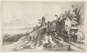 المناظر الطبيعية الساحلية مع طاحونة مائية Seascapes (عنوان المسلسل) بواسطة جان فان دي فيلدي (الثاني)