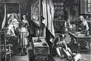 هيك لعنة اللوحة النقابية 6 من مرجع جديد منقوش بواسطة Philips Galle ، c.1580-1605 (النقش) بواسطة جان فان دير سترايت