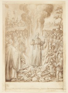 تاريخ S. Giovanni Alberti Fiorentino. يثبت الأباتي بيتروس بالنار أن أسقف فلورنسا زنديق وسيموني بواسطة جان فان دير سترايت