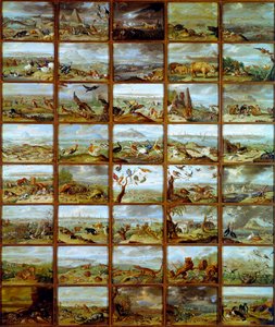 Animals Table showing compartments corresponding to different animal species. Painting by Jan Van Kessel (1626-1679) 17th century Madrid, Prado Museum
