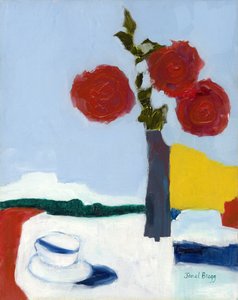 وردة وفنجان شاي، عام 2014 (زيت على ورق)