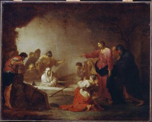 تربية لعازر. (لعازر بيت عنيا). لوحة ليوهان روسو جانواريوس زيك (1730-1797) ، زيت على قماش ، حوالي 1793. الفن الألماني في القرن الثامن عشر. State A. متحف بوشكين للفنون الجميلة ، موسكو.