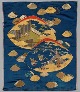 غلاف الهدية (Fukusa) مع لعبة Tale of Genji Shell-Matching Game بواسطة اليابان ، فترة ميجي