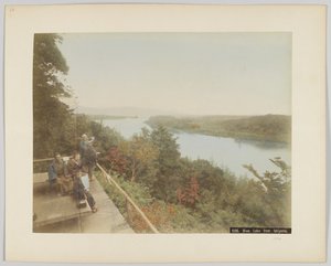 Biwa Lake from Ishiyama, Shiga Prefecture, Japan (hand-coloured b/w photo) بواسطة مصور ياباني