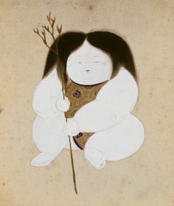 غوشو نينغيو (دمية البلاط: فتاة)، أواخر القرن التاسع عشر
القرن (ملونة على الحرير) بواسطة المدرسة اليابانية