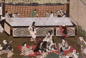 مسرح كابوكي في معرض في كيوتو ، رسم توضيحي بعد لوحة 17 من "كوكا" ، نوفمبر 1924 (ليثو ملون) بواسطة المدرسة اليابانية