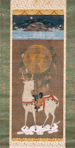 دير كاسوجا مع ماندالا ، فترة موروماتشي (1392-1573) (الرسم على الحرير) بواسطة المدرسة اليابانية