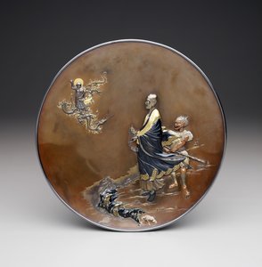 لوحة ، فترة ميجي. حوالي 1870 (فضة ونحاس ومذهب) بواسطة المدرسة اليابانية