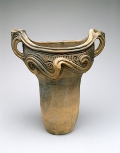 قدر مع تصميم Whorl ، c.7500-300 قبل الميلاد (طين خزفي منخفض الحرق) بواسطة المدرسة اليابانية