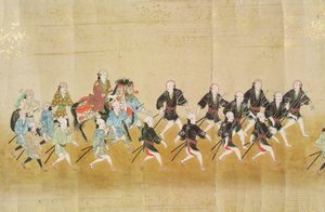 السفارة الكورية السادسة في اليابان في وقت خلافة توكوغاوا إيتسوناس في عام 1651 ، ربما بواسطة كانو ماسونوبو (1625-1694) 1655-57 (لوحة التمرير) بواسطة المدرسة اليابانية