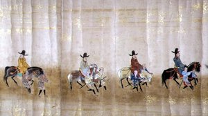 السفارة الكورية السادسة في اليابان في ميريكي 1 في وقت خلافة توكوغاوا ليتسونا في عام 1651 ، ربما بواسطة كانو ماسونوبو (1625-1694) (لوحة التمرير) (التفاصيل) بواسطة المدرسة اليابانية