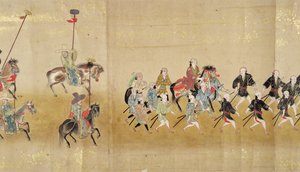 السفارة الكورية السادسة في اليابان في ميريكي 1 في وقت خلافة توكوغاوا إيتسوناس في عام 1651 ، ربما بواسطة كانو ماسونوبو (1625-1694) (لوحة التمرير) (التفاصيل) بواسطة المدرسة اليابانية