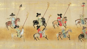 السفارة الكورية السادسة في اليابان في Meireki 1 في وقت خلافة توكوغاوا إيتسوناس في عام 1651 ، ربما بواسطة كانو ماسونوبو (1625-1694) (لوحة التمرير) (التفاصيل) (انظر أيضًا 79778) بواسطة المدرسة اليابانية