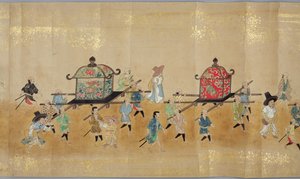 السفارة الكورية السادسة في اليابان في Meireki 1 في وقت خلافة توكوغاوا إيتسوناس في عام 1651 ، ربما بواسطة كانو ماسونوبو (1625-1694) (لوحة التمرير) (التفاصيل) (انظر أيضًا 79774 و 120823) بواسطة المدرسة اليابانية