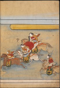 جنود على ظهور الخيل ، رسم توضيحي من "تايشوكان" (حبر ولون على ورق) بواسطة المدرسة اليابانية