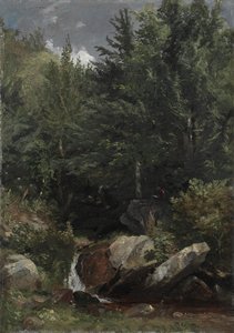 الأشجار والنهر على جانب التل ، 1853.