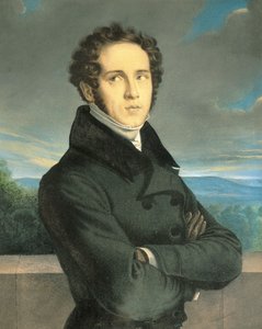 إيطاليا ، ميلان ، صورة لمؤلف الأوبرا الإيطالي فينسينزو بيليني (1801-1835) بواسطة جان فرانسوا ميلت