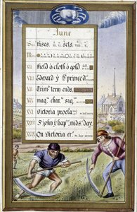 تقويم شهر يونيو وعلامة السرطان - في "" Hours d'Anne de Bretagne "بقلم جان بورديكون