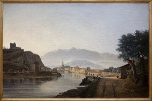 منظر لغرونوبل مأخوذ من Quai de la Graille ، لوحة زيتية لجين أتشارد (1807-1884) صنعت عام 1837. التصوير الفوتوغرافي ، كيم يونغتاي ، غرونوبل ، متحف غرونوبل. بواسطة جان أليكسيس أتشارد