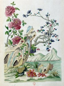 رسم من إناء صيني: زهور في منظر طبيعي. لوحة جان أنطوان فرايس (القرن الثامن عشر) بواسطة جان أنطوان فرايس