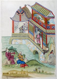 منزل على النهر. الرسم يأتي من إناء صيني. لوحة جان أنطوان فرايس (القرن الثامن عشر) بواسطة جان أنطوان فرايس