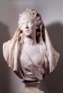 تمثال نصفي للمغنية صوفي أرنولد (1740-1802) ممثلة في دور نحت إيفيجني بواسطة جان أنطوان هودون (1741-1828) 1775 باريس ، متحف اللوفر بواسطة جان انطوان هدون