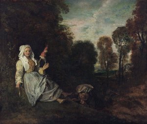 منظر طبيعي مسائي مع دوارة، حوالي عام 1715 (لوحة)