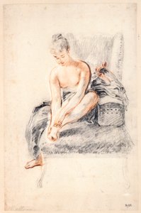 امرأة شابة ، عارية ، تمسك قدمًا في يديها ، 1716-1818.