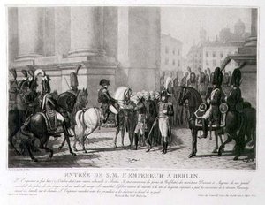 مدخل نابليون إلى برلين في أكتوبر 1806 ، نقش بواسطة لويس جان ألييس (1762-1833) (ليثو) بواسطة جان بابتيست (بعد) ديبريه