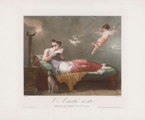كيوبيد يسلم رسالة حب. القرن التاسع عشر (طباعة) بواسطة جان بابتيست (بعد) ماليت