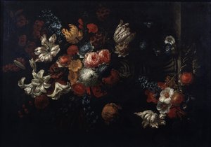 "" الحياة الساكنة للباقة "(الزهور) لوحة رسمها جان بابتيست بوسشارت (1667-1746) مجموعات القرن الثامن عشر الخاصة لمتحف بوشكين ، موسكو بواسطة جان بابتيست بوسشارت