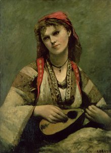كريستين نيلسون (1843-1921) أو البوهيمي مع مندولين بواسطة جان بابتيست كميل كوروت