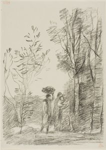 لقاء في الغابة بواسطة Jean-Baptiste-Camille Corot