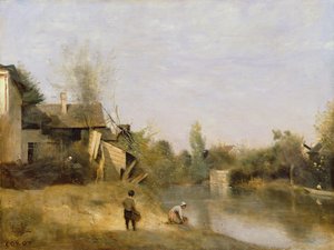 ضفة النهر في Mery sur Seine ، Aube ، c.1870 بواسطة جان بابتيست كميل كوروت